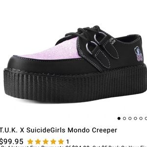 mint condition suicidegirls tuk creepers size 6.5 7 kawaii pink sparkle